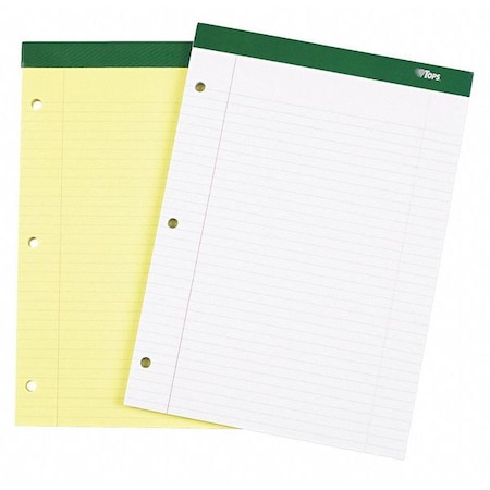 Tops 8-1/2 x 11-3/4" Canary College Ruled Pad With Extra Stiff Back, 100 Pg TOP63383