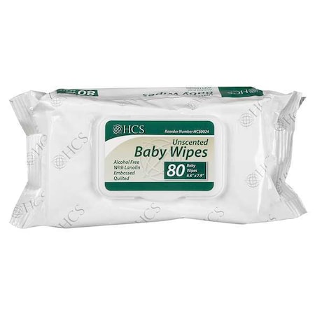 Hcs Baby Wipes, Unscented, Resealable, PK12 HCS0024