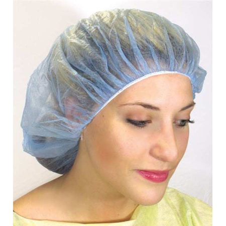 Hcs Bouffant Cap, Polypropylene, 24 in Dia., Blue, L, 500 PK HCS3010