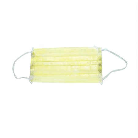 Hcs Procedural Mask, 3-Ply, Dual, Non-Adjustable Strap, Metal Nose Clip, Yellow, M, 300 PK HCS3014