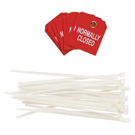 Brady Tag, Normally Closed, White/Red, PK10 89245