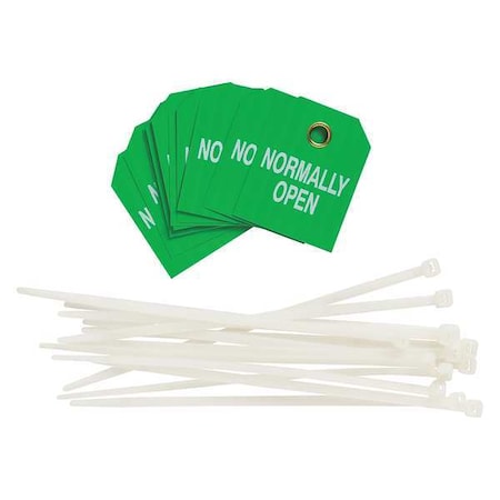 Brady Tag, Normally Open, White/Green, PK10 89246