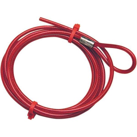 Brady Cable Spool, 6ftL, Red, Plstic Coated Steel CABLE