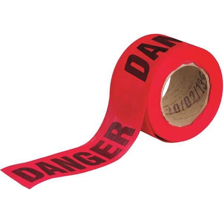 BRADY Barricade Tape, Danger, Black/Red, 150ft L 91088