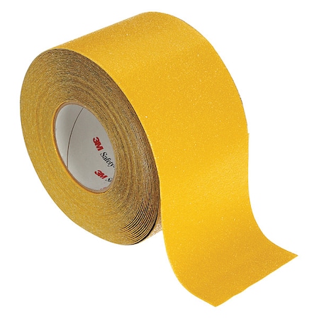 3M Anti-Slip Tape Backing: Aluminum, Mineral Coated 60 Grit Size, Yellow, 4" W x 60 ft. L, 36 mil Thick 19289