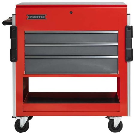 Proto Heavy Duty Tool Utility Cart, 3 Drawer, Red/Gray