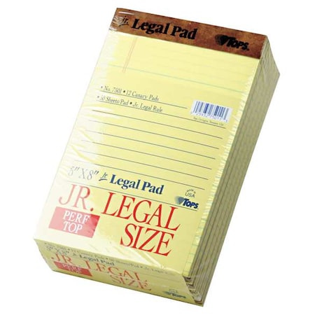 Tops 5 x 8" Ruled Perforated Pad, Pk12 TOP7501