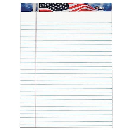 Tops American Pride Writing Pad, Wide/Legal Rule, 50 White 8.5 x 11.75 Sheets, PK12 TOP75111