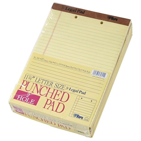 Tops The Legal Pad Ruled Perforated Pads, Wide/Legal Rule, 50 Canary-Yellow 8.5 x 11.75 Sheets, PK12 TOP7531