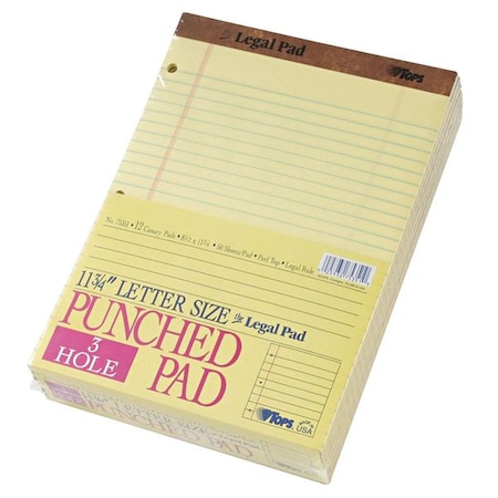 Tops The Legal Pad Ruled Perforated Pads, Wide/Legal Rule, (50) Canary-Yellow 8.5 x 11.75 Sheets, PK12 TOP75351