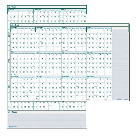 House Of Doolittle 24 x 37" Express Track Reversible/Erasable Yearly Wall Calendar, Teal/Blue HOD392