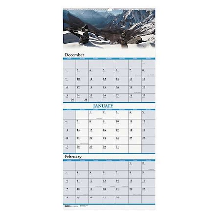 House Of Doolittle 12-1/4 x 26-1/2" Three-Month Wall Calendar, Scenic Landscapes HOD3638
