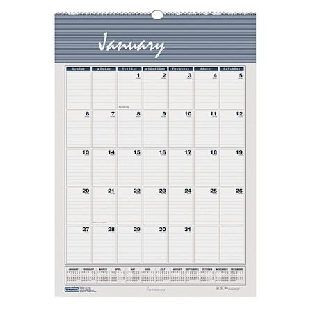 House Of Doolittle 8-1/2 x 11" Wall Calendar, Bar Harbor Wirebound Monthly, Blue/Gray HOD331HD