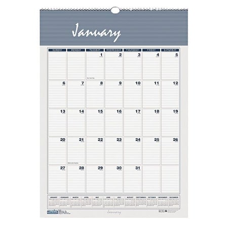 House Of Doolittle 22 x 31-1/4" Bar Harbor Wirebound Monthly Wall Calendar, Blue/Gray HOD334