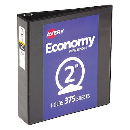 Zoro Select 2" Round Economy Binder, Black, 11 x 8.5 AVE05730