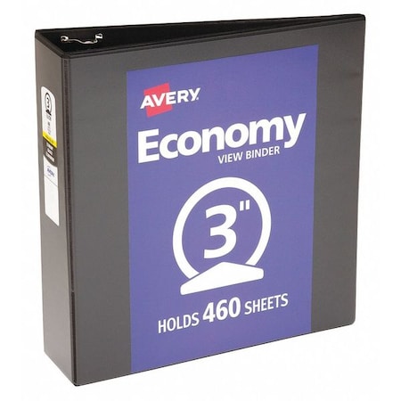 Zoro Select 3" Round Economy Binder, Black, 11 x 8.5 AVE05740