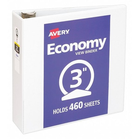 Zoro Select 3" Round Economy Binder, White, 11 x 8.5 AVE05741