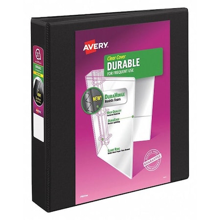 Zoro Select 1-1/2" Slant Ring Durable Binder, Black AVE17021