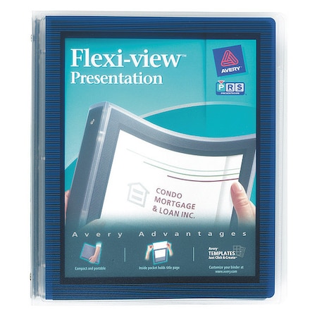 Zoro Select 1" Round Flexi-View Binders, Navy Blue AVE17685
