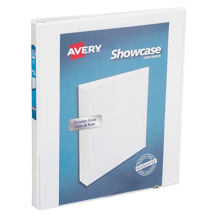 Zoro Select 1/2" Showcase Economy Binder, Round Ring, White AVE19551