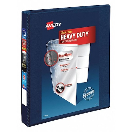 Zoro Select 1" D-Ring Binder, Heavy Duty, Navy Blue AVE79809