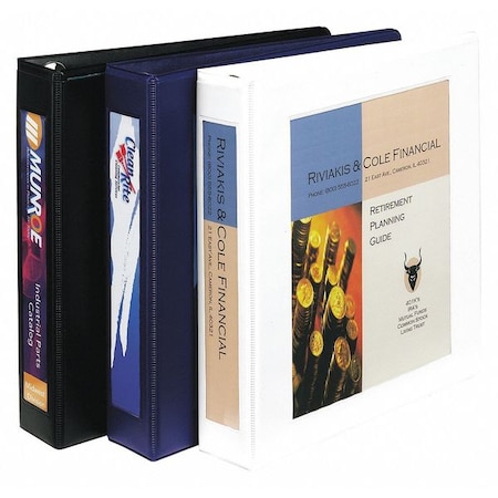 Zoro Select 1-1/2" D-Ring Framed View Binder, Heavy Duty, White AVE68060