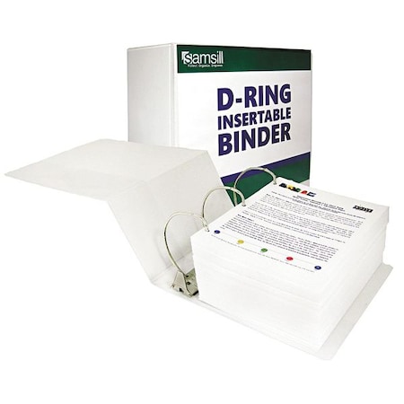 Zoro Select 6" Nonstick D-Ring View Binder, White SAM16427