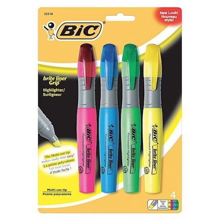 Bic Highlighter Set Fluorescent Colors PK4 BICBLMGP41ASST