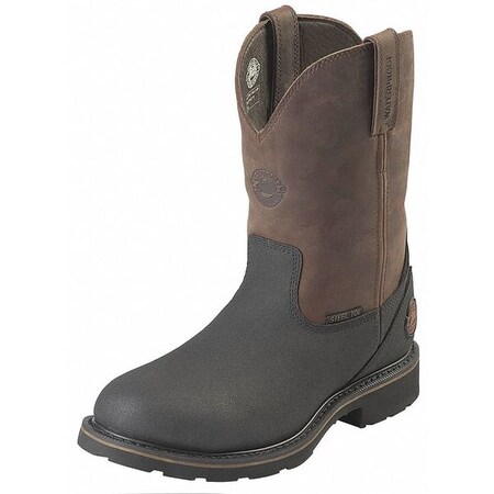 Justin Original Workboots Size 10-1/2 Men's Pull On Steel Work Boots, Black WK4845