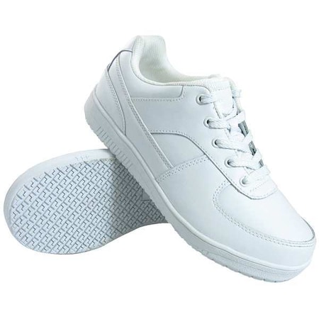 Genuine Grip Men's Athletic Shoe, 8 W, Leather, 4 in Height, White 2015-8W