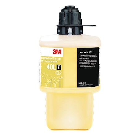 3M Cleaner and Disinfectant, 2L Bottle, Fragrance Free, Yellow 40L