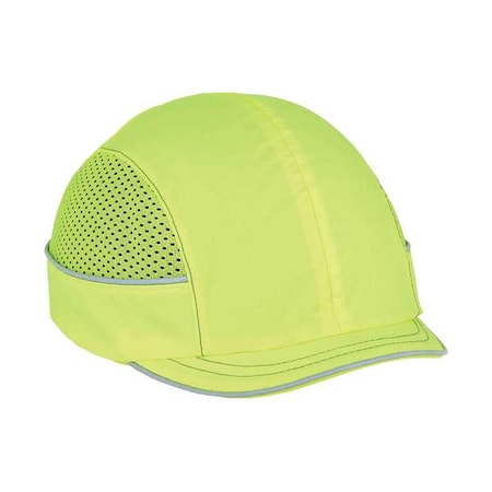 Ergodyne Bump Cap, Micro Brim Baseball, ABS, Hook-and-Loop Suspension, Hi-Visibility Lime 8950