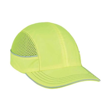 Ergodyne Bump Cap, Long Brim Baseball, ABS, Hook-and-Loop Suspension, Hi-Visibility Lime 8950