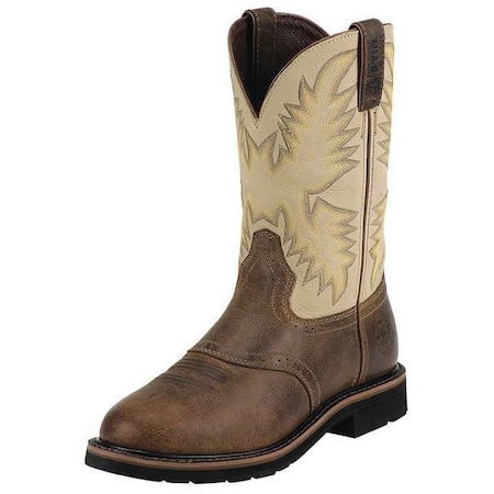 Justin Original Workboots Men's Western Boot, 10 D, Steel Toe, 11 in H, Brown, WK4661 SE4661
