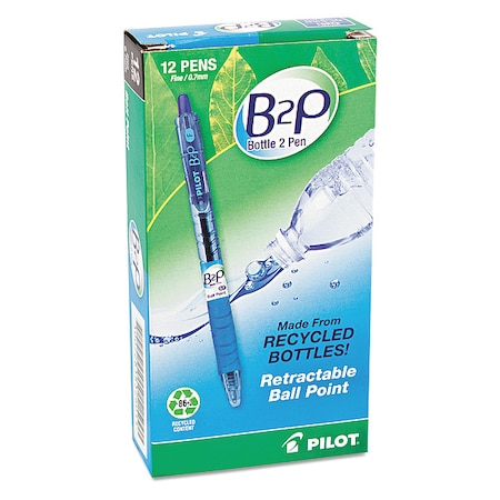 PILOT Retractable Recycled Pen, Fine 0.7 mm, Blue PK12 PIL32601