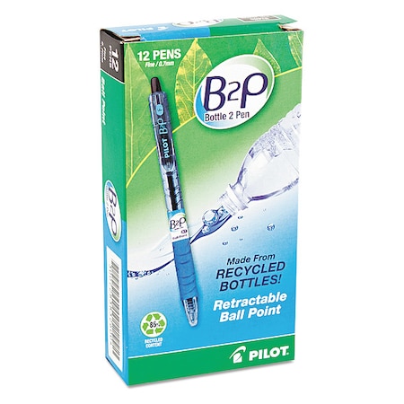 Pilot Retractable Recycled Pen, Fine 0.7 mm, Black PK12 PIL32600