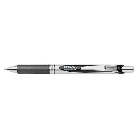Pentel EnerGel RTX Gel Pen, Retractable, Medium 0.7 mm, Black Ink, Black/Gray Barrel PENBL77A