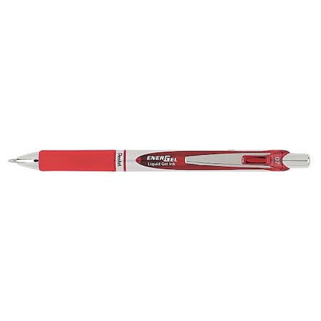 Pentel EnerGel RTX Gel Pen, Retractable, Medium 0.7 mm, Red Ink, Red/Gray Barrel PENBL77B