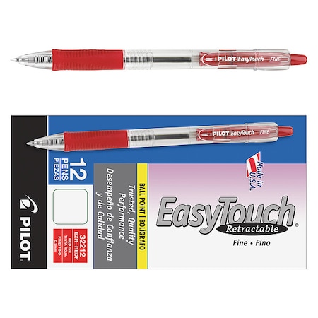 Pilot Retractable Pen, Fine 0.7 mm, Red PK12 PIL32212