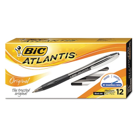 BIC Pen Retractable, Medium 1.0 mm, Black PK12 BICVCG11BK