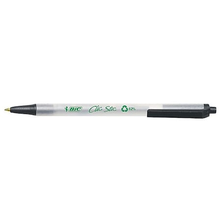 Bic Retractable Pen, Medium 1.0 mm, Black PK12 BICCSEM11BK