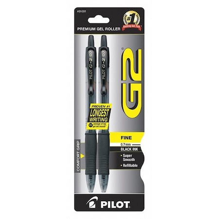 PILOT Gel Roller Ball Pen, Fine 0.7 mm, Black PK2 PIL31031