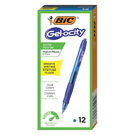 Bic Gel Roller Ball Pen, Medium 0.7 mm, Blue PK12 BICRLC11BE