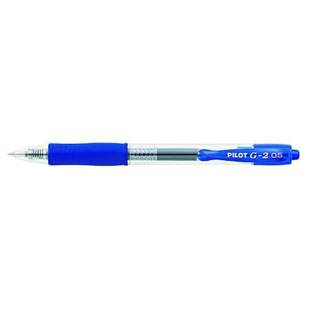 Pilot G2 Premium Gel Pen, Retractable, Extra-Fine 0.5 mm, Blue Ink, Smoke/Blue Barrel, PK12 PIL31003