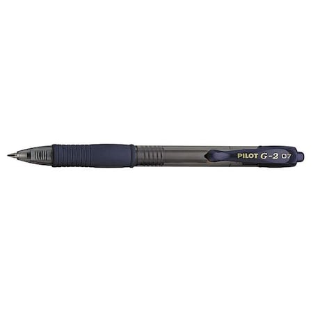 Pilot G2 Premium Gel Pen, Retractable, Fine 0.7 mm, Navy Blue Ink, Smoke/Blue Barrel, PK12 PIL31187
