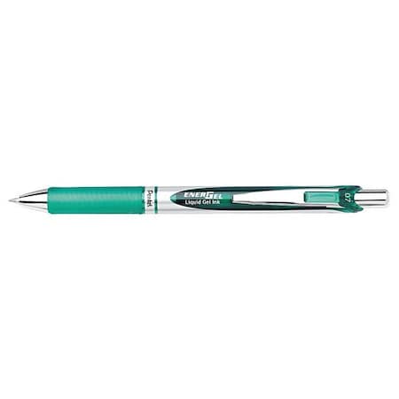 Pentel EnerGel RTX Gel Pen, Retractable, Medium 0.7 mm, Green Ink, Green/Gray Barrel PENBL77D