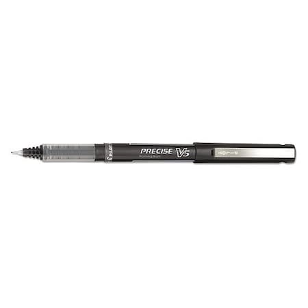 Pilot Precise V5 Rollerball Pen, Stick, Extra-Fine 0.5 mm, Black Ink, Black/Clear Barrel, PK12 PIL35334