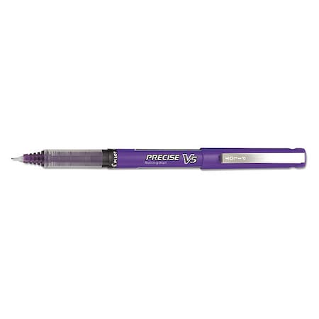 Pilot Precise V5 Rollerball Pen, Stick, Extra-Fine 0.5 mm, Purple Ink, Purple/Clear Barrel, PK12 PIL25106