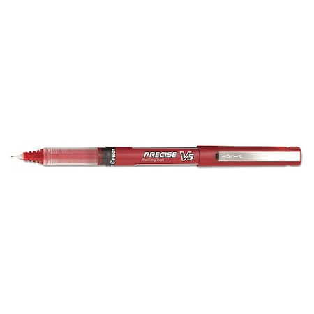 Pilot Precise V5 Rollerball Pen, Stick, Extra-Fine 0.5 mm, Red Ink, Red/Clear Barrel, PK12 PIL35336