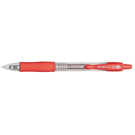 Pilot G2 Premium Gel Pen, Retractable, Extra-Fine 0.38 mm, Red Ink, Smoke/Red Barrel, PK12 PIL31279